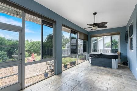 Check out our cozy hot tub. 