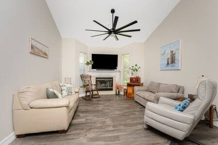 The second living room is perfect for catching up with family and friends.