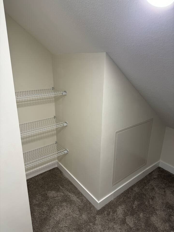 Plenty of storage is available in the large closet