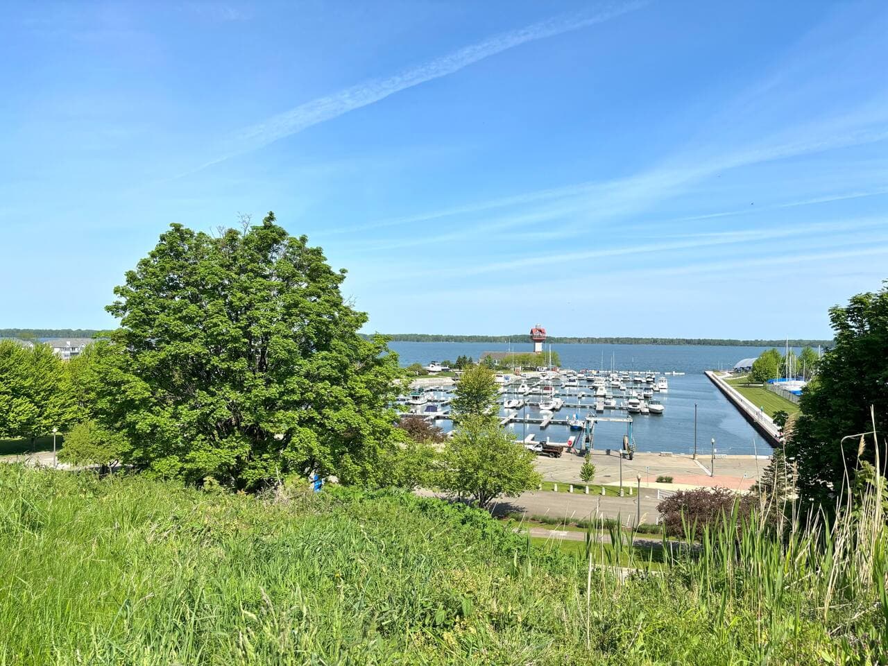 Walk or bike to the nearby marina at the Bayfront 
