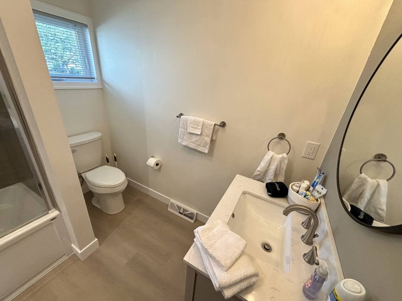 Get ready in the renovated bathroom 