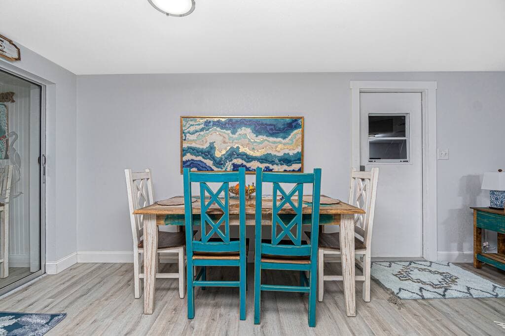 Gather in the eat-in dining area