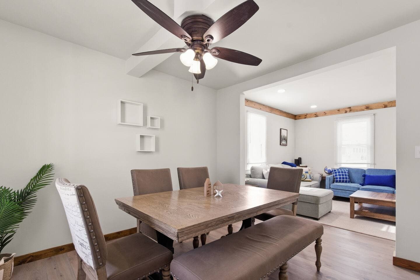 The dining room has seating for 8 guests to enjoy a lovely meal or game night.  