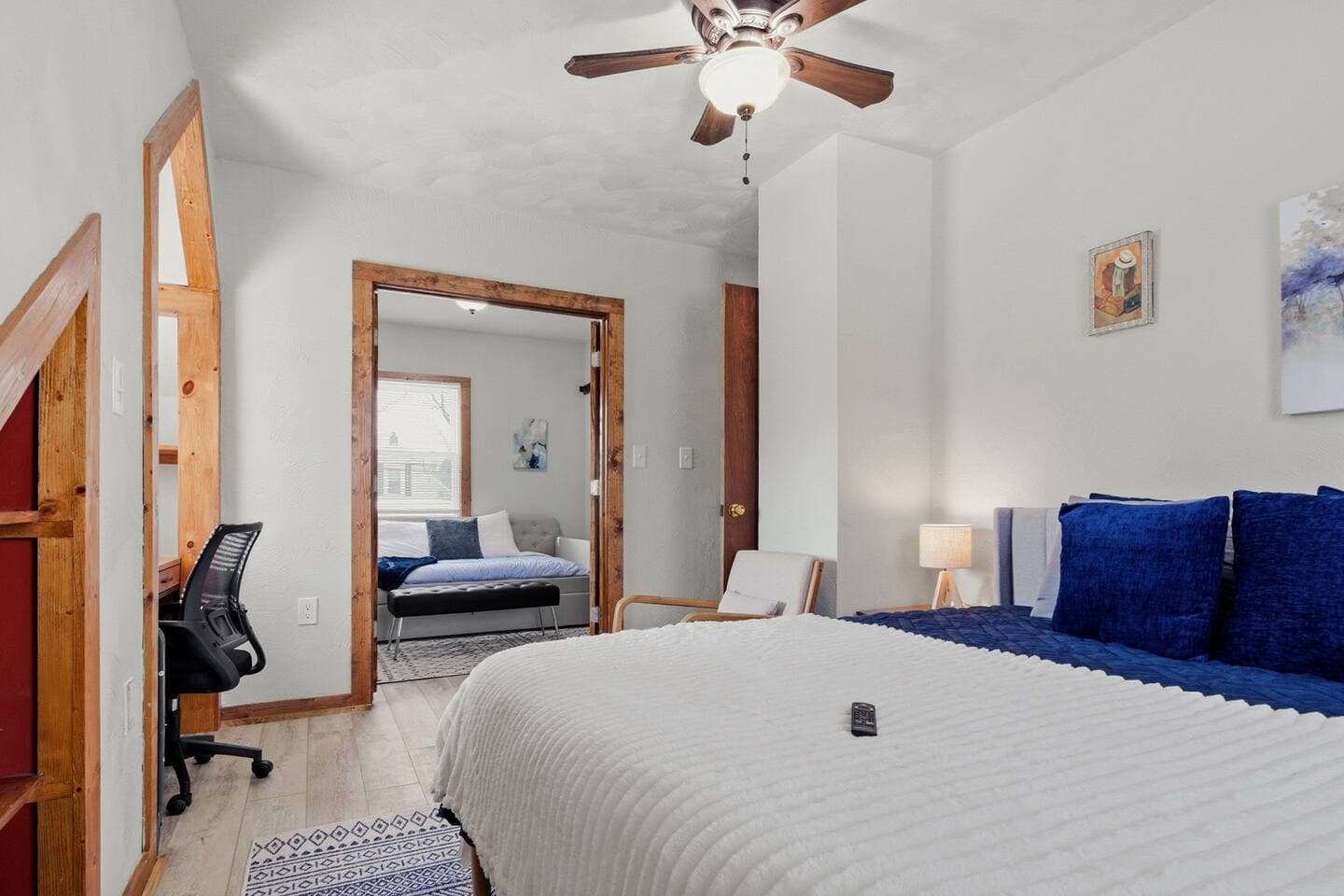 Guests can escape  in this large room with ample space to work, read, relax, and catch up on your favorite shows. 
