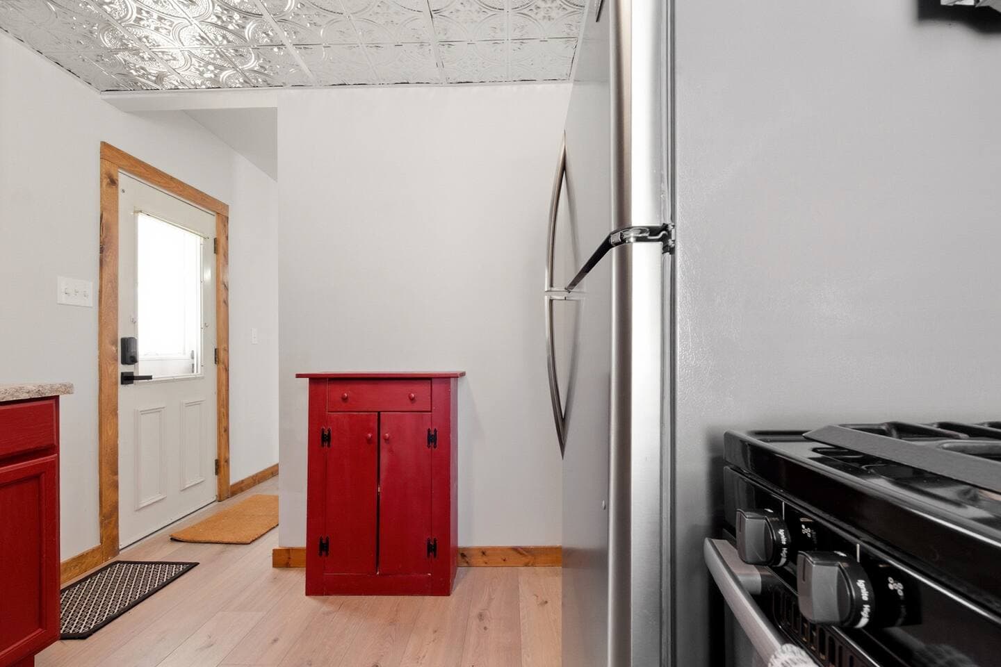 There is plenty of space in the kitchen