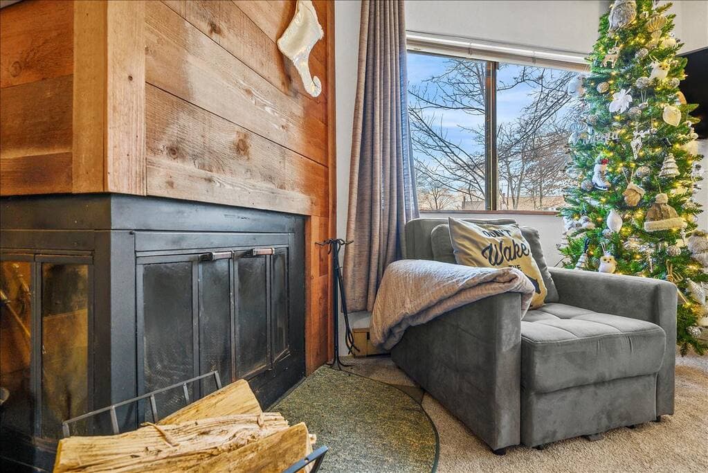 Wood is provided for the fireplace