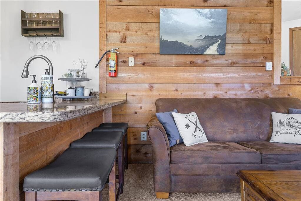 Plenty of seating is available at the bar or the dining table