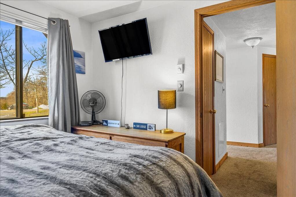 The TV in the bedroom can connect to all of your favorite streaming services