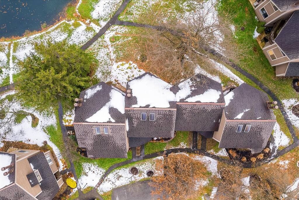 Drong footage showing the top roof of our condos