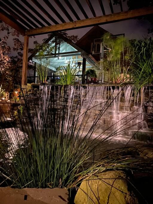 Enjoy the waterfall in the evening