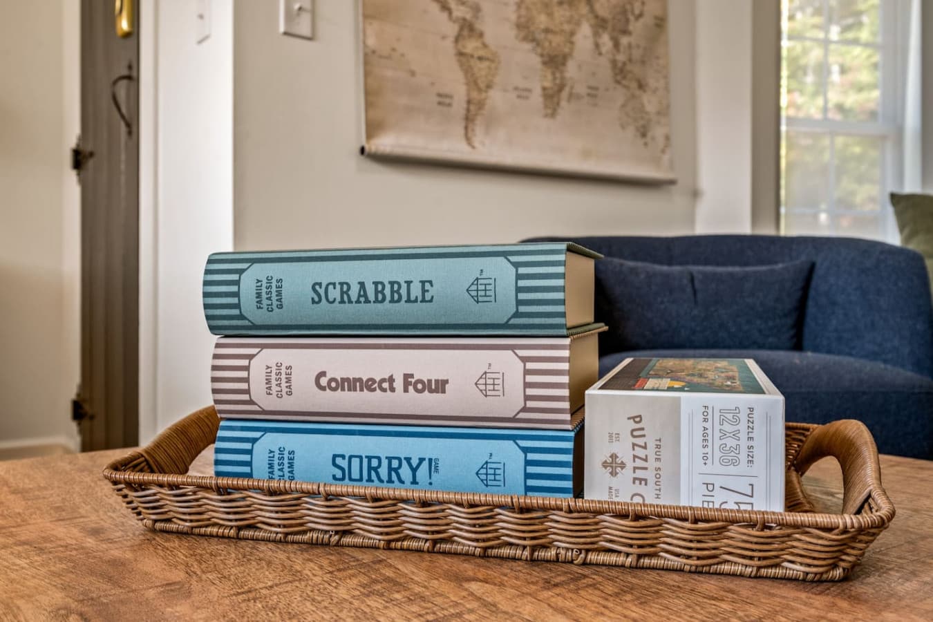 Well-loved books line the walls, inviting quiet moments of reading as mist rolls over the Smoky Mountains outside.