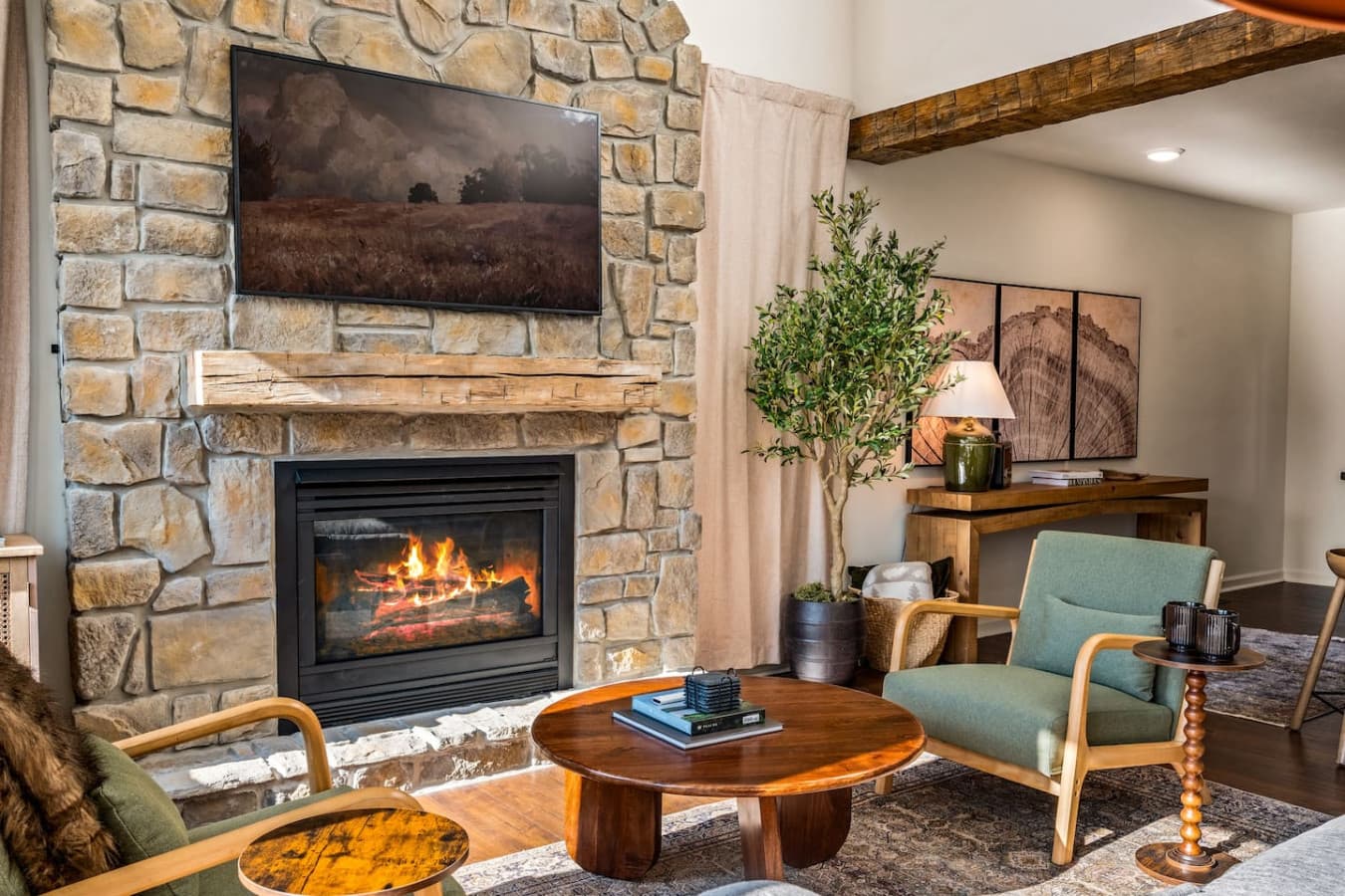 Every corner exudes mountain serenity—rich wood accents, soft lighting, and the quiet hum of nature outside.