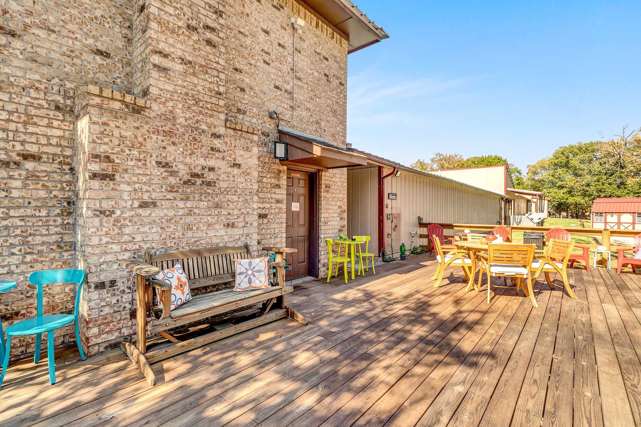 Lodge deck with gas grill and seeting
