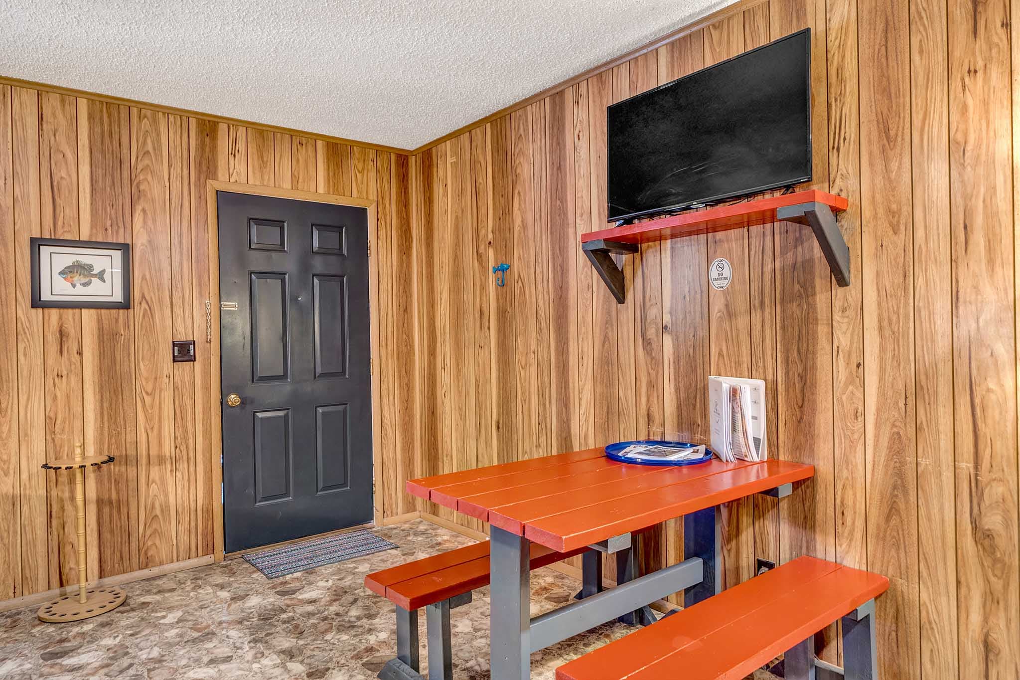 Table and flat screen tv