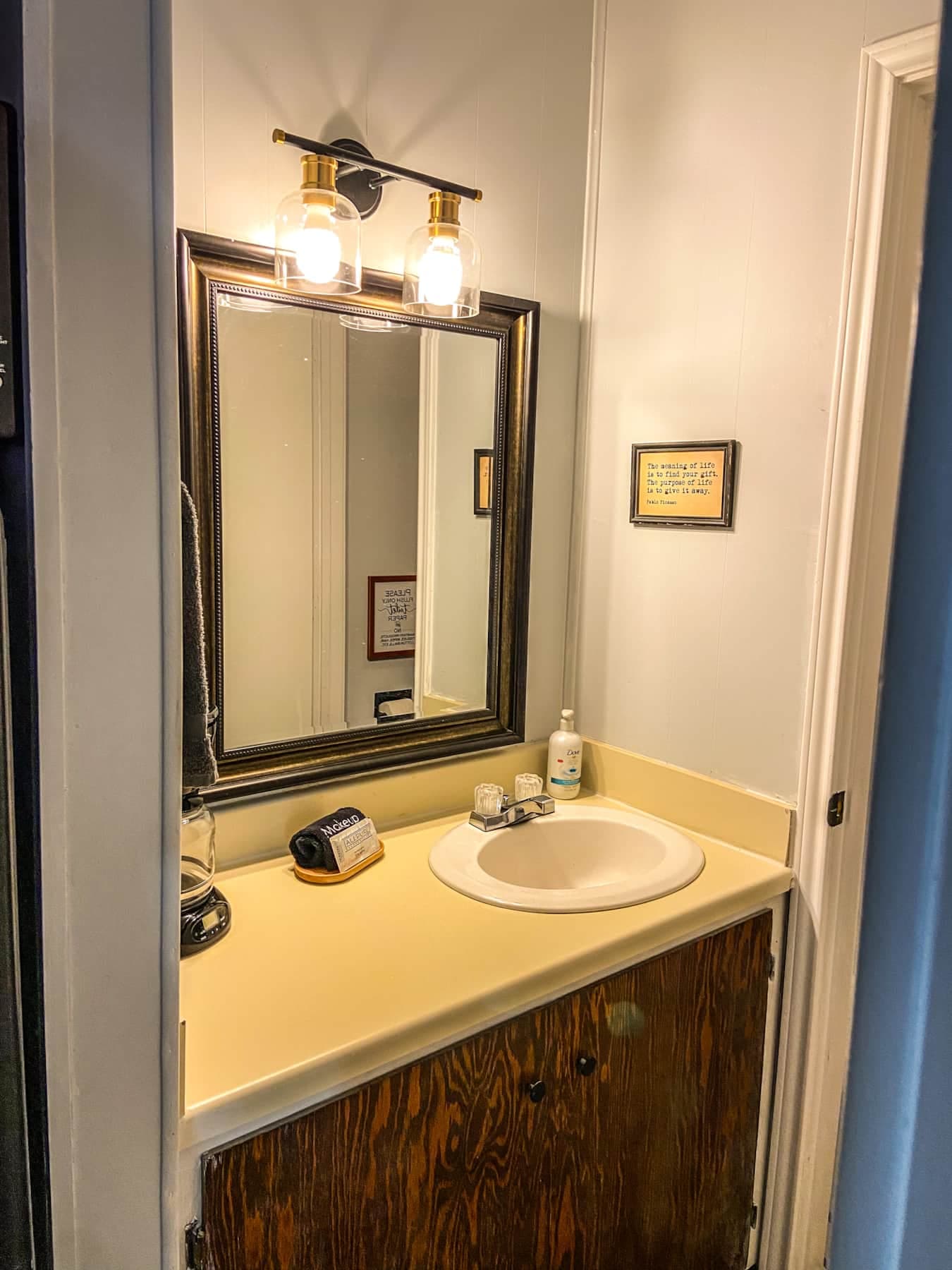 Bathroom sink separate from bathroom 
