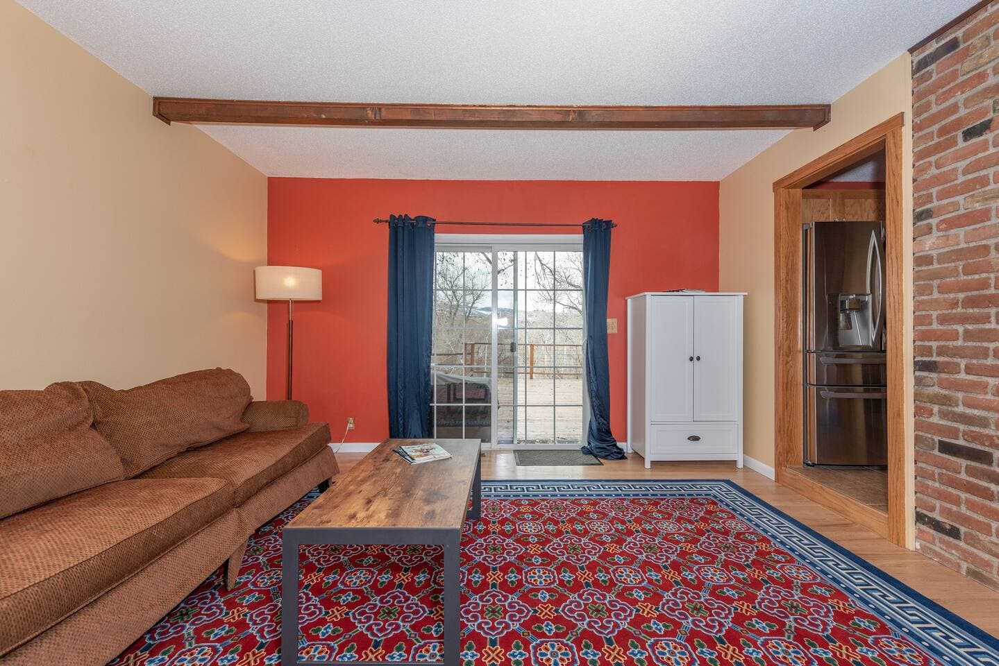 Wind River Home: Warm and inviting living room of the main house with great views.