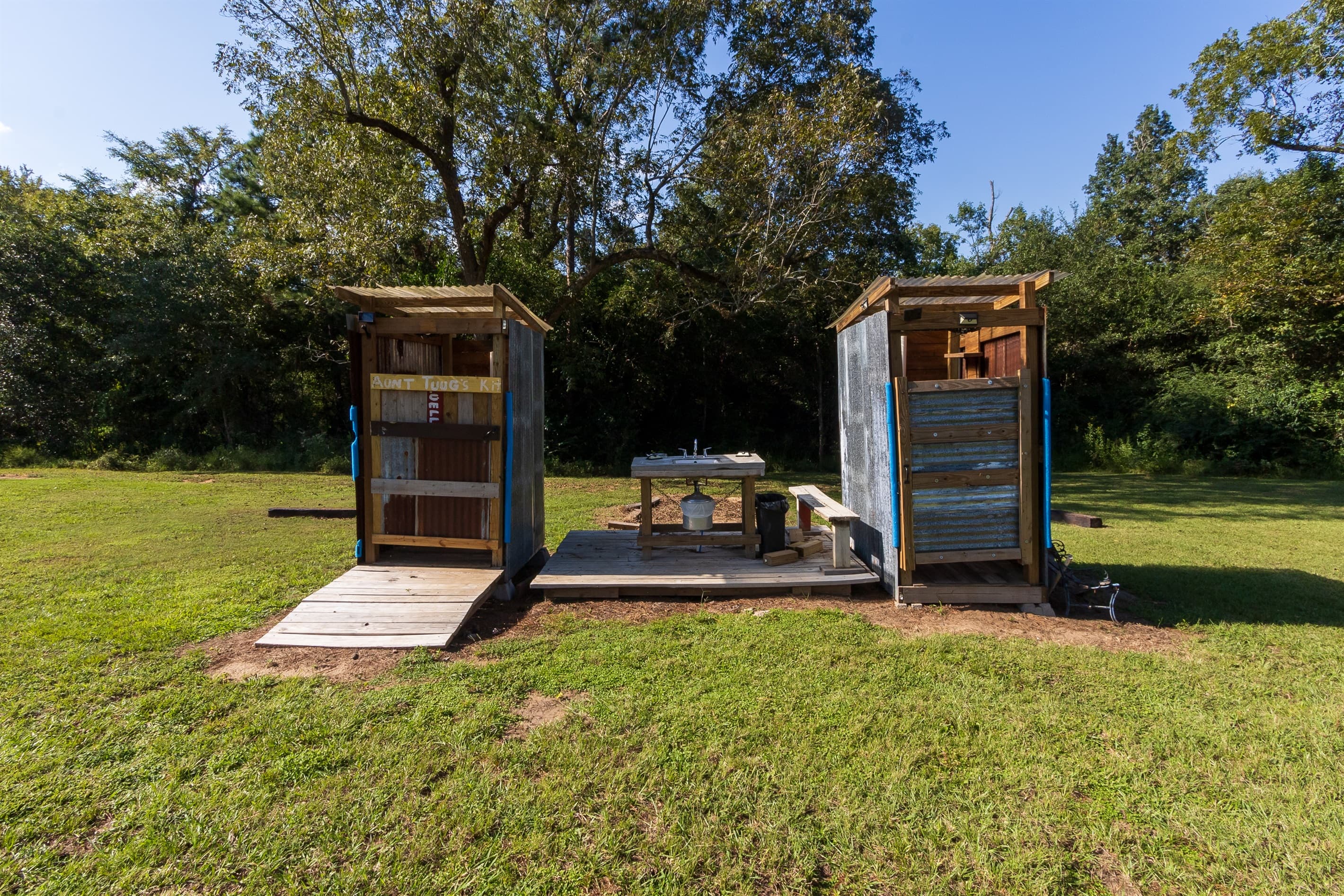 Shared outdoor bathroom facilities