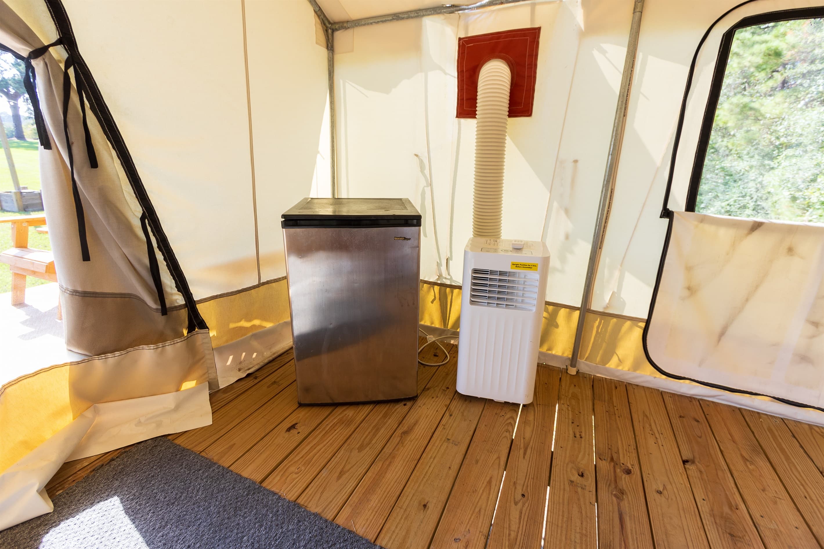 It's the little things like a mini fridge and AC that makes a difference.