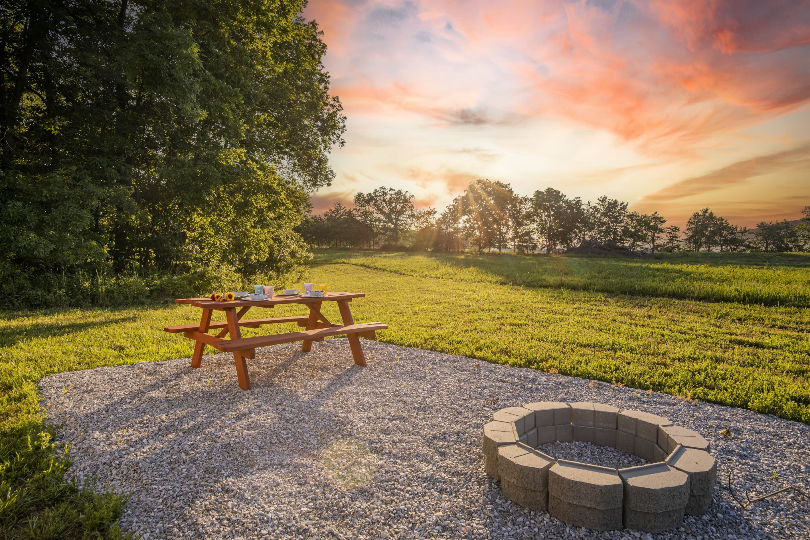 Enjoy dinner by the campfire