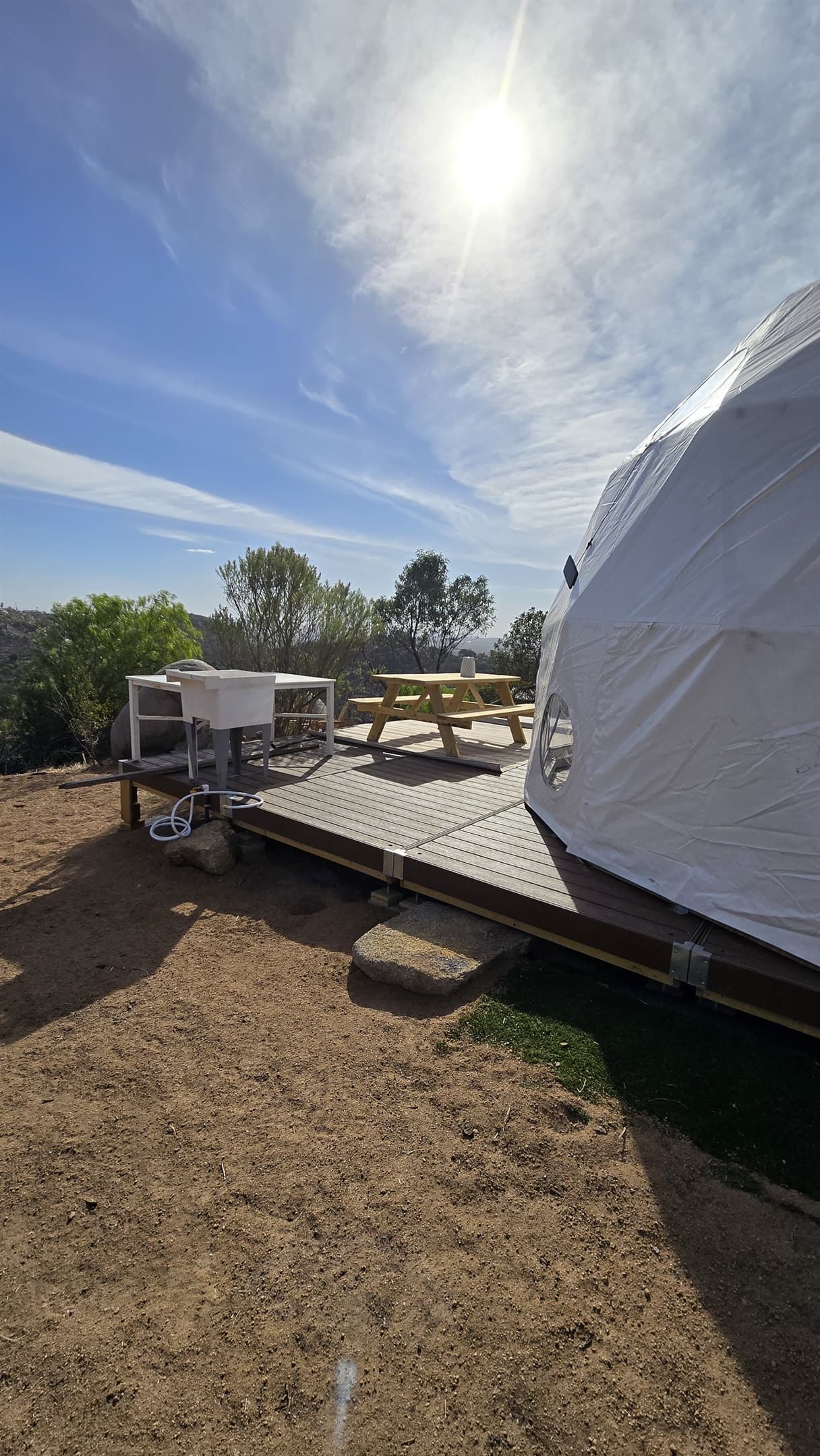 Dine at your private picnic table and we keep it easy with your own dishwashing station,