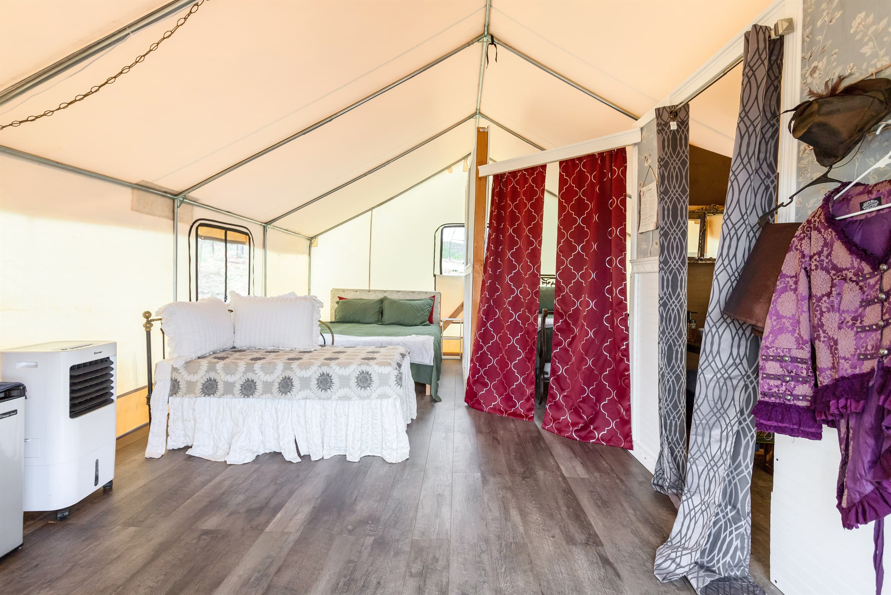 Spacious interior and curtains for privacy