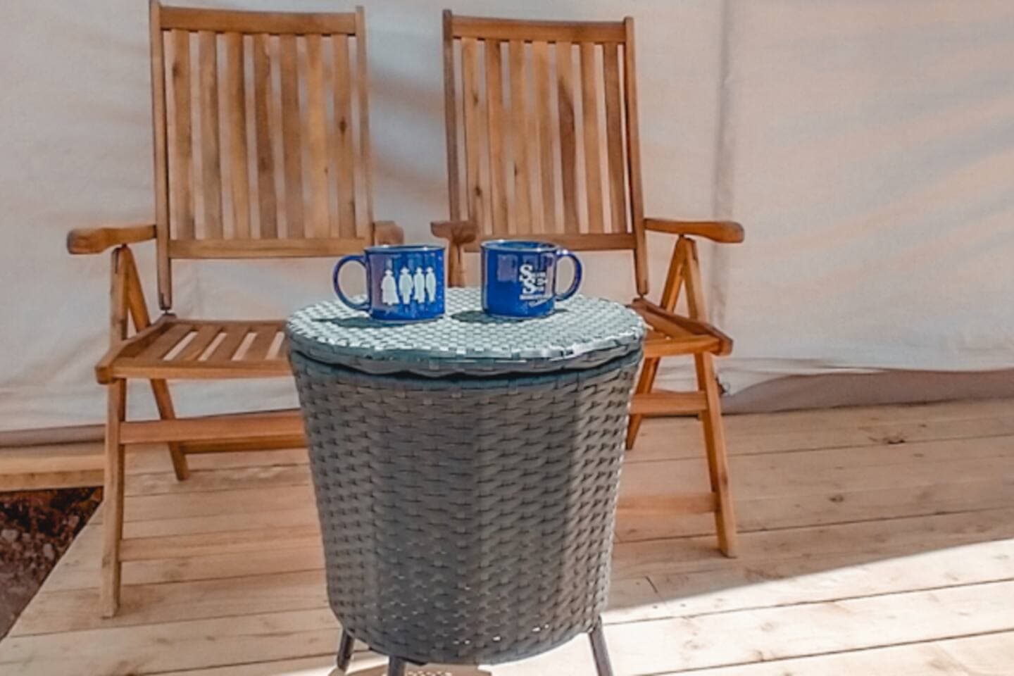 Enjoy a hot cup of coffee on the deck