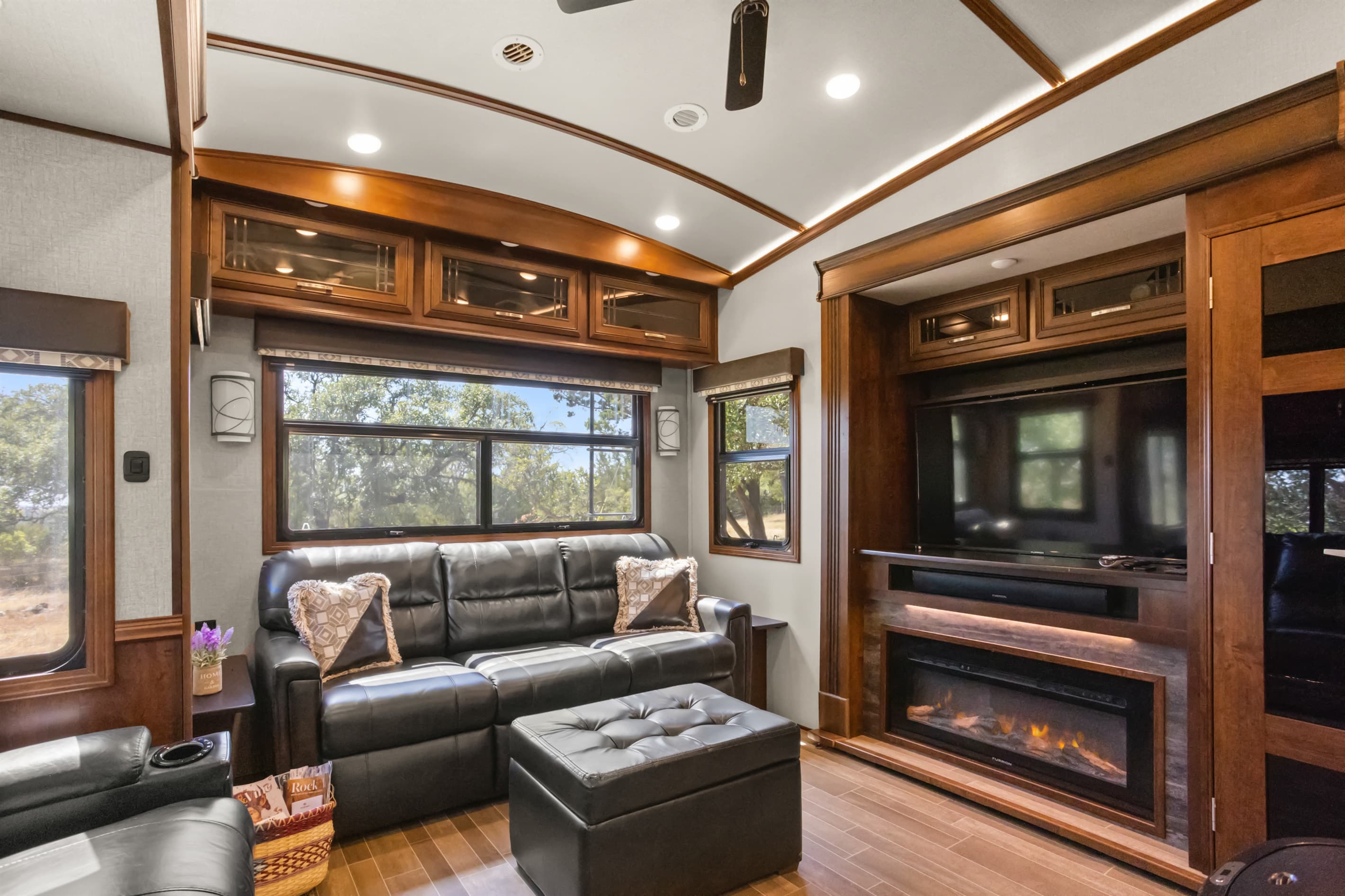 Living room area with couch and TV