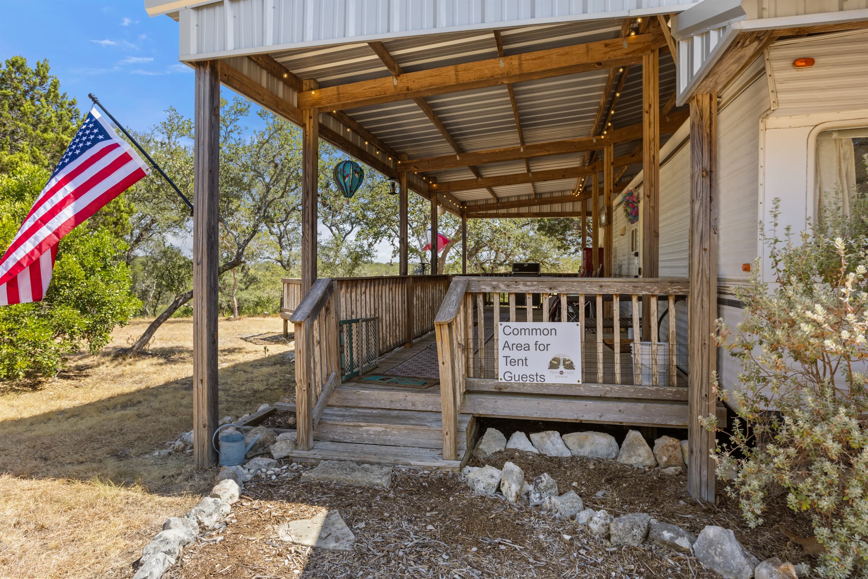 Lounge area for glamping guests on property