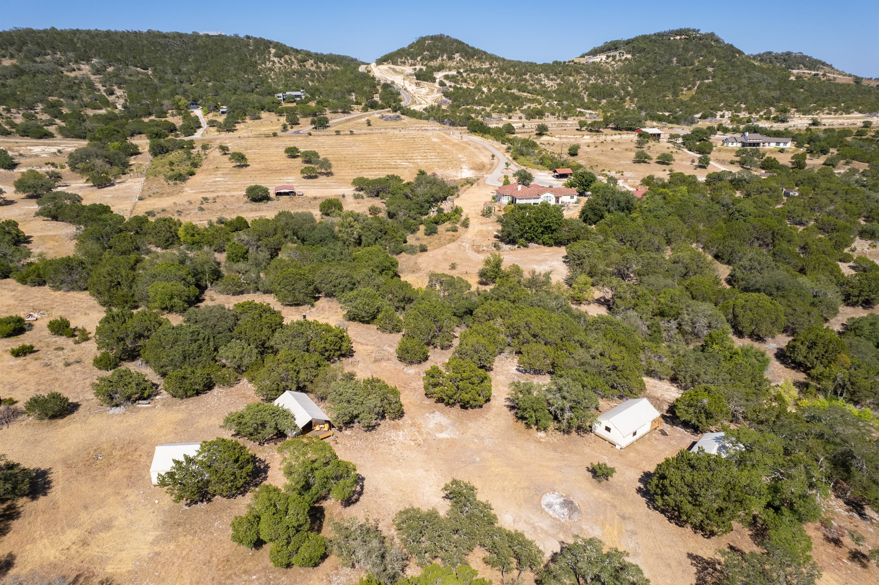 We have a total of four glamping tents and one luxury RV on site