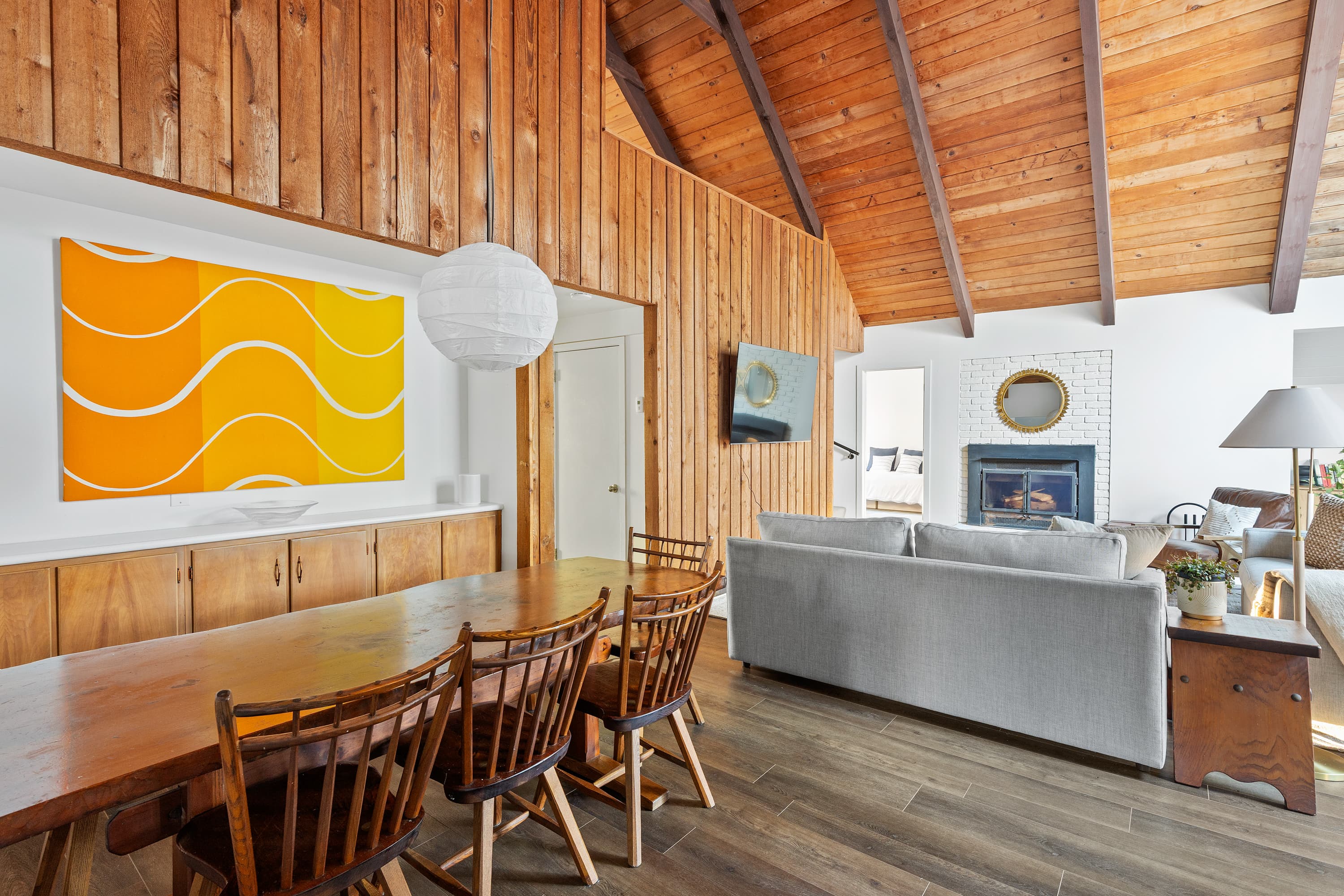 65" TV for the kids' movie marathon. Fireplace for your quiet evening. Space designed for both.