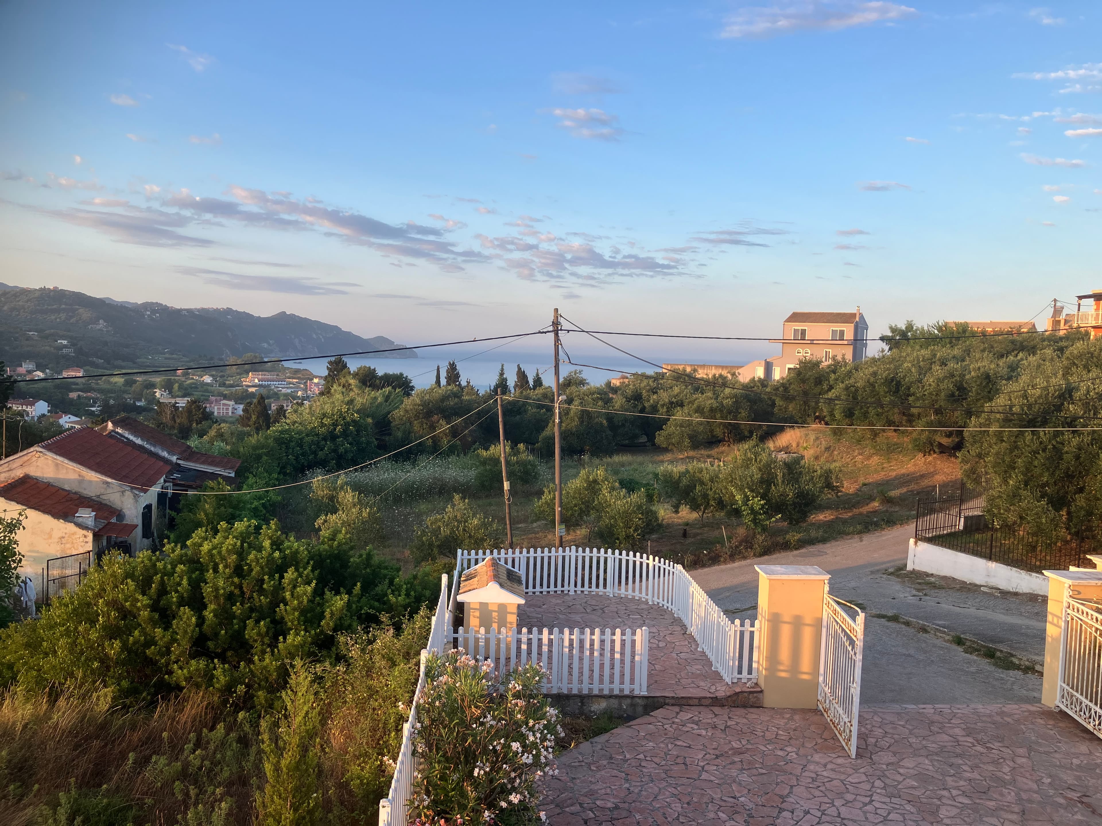 Front view from the kitchen area, overlooking Arillas Bay