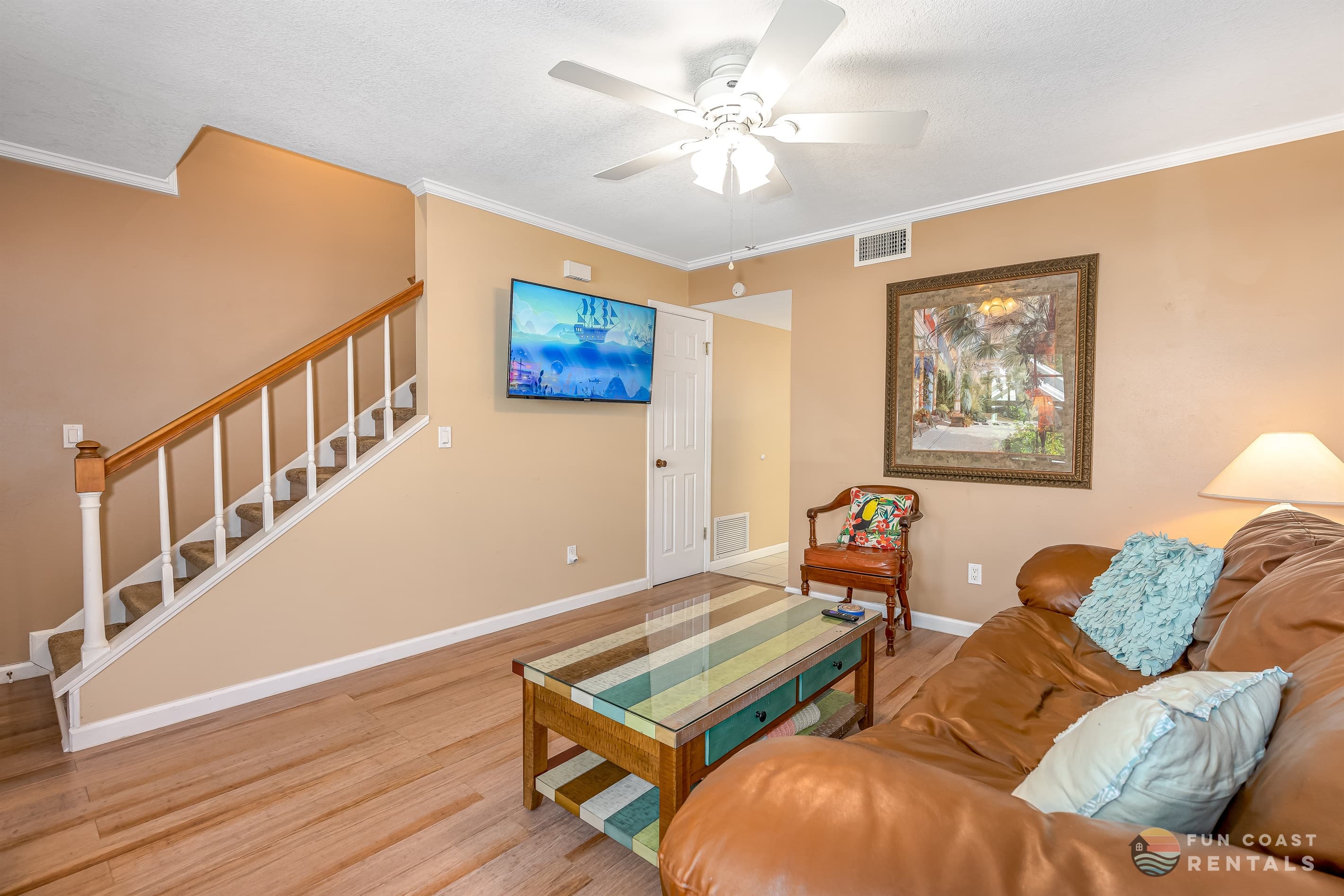 Spacious Living Room with Smart TV