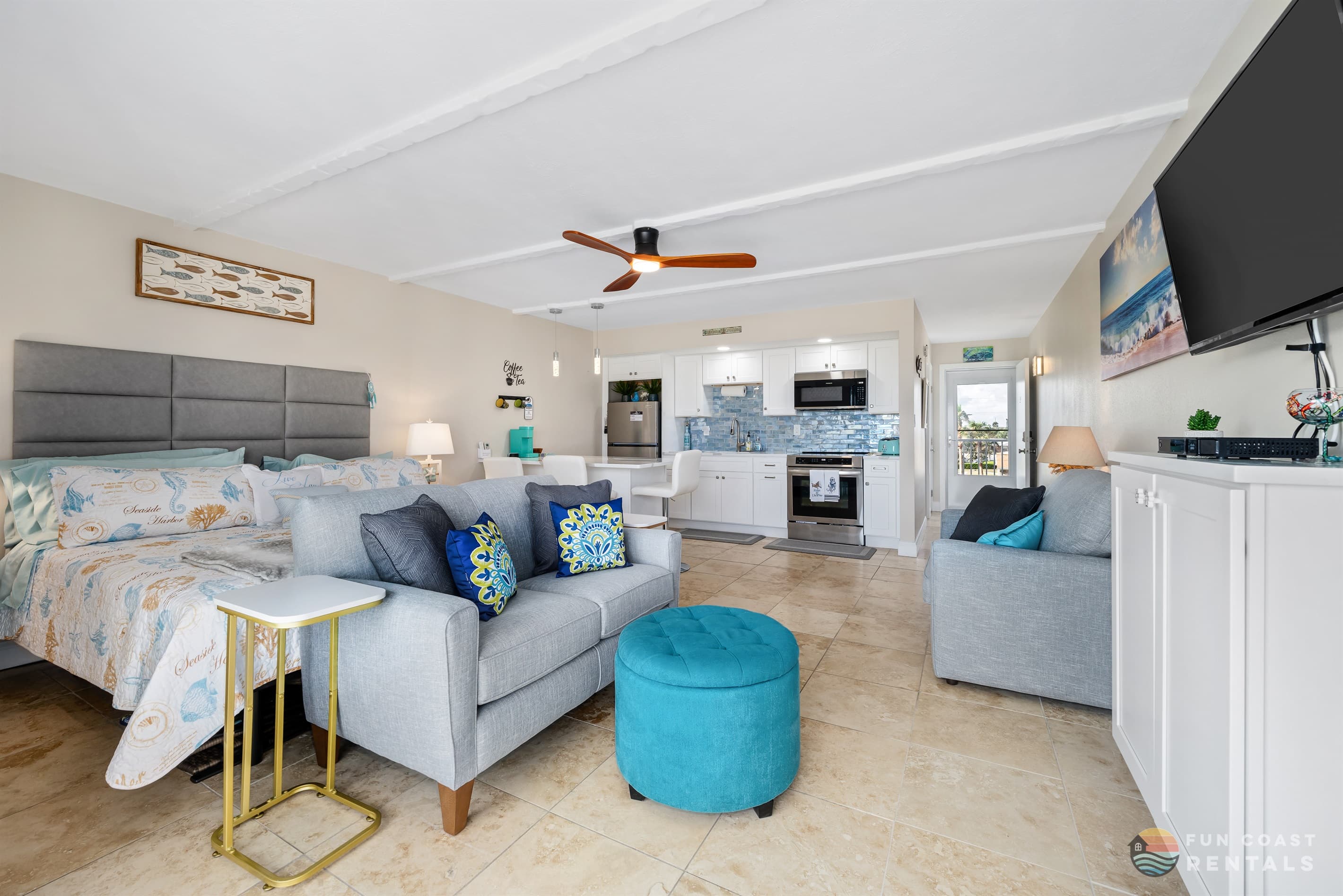 Sleeping/Living Area with Ample Seating and King Bed!