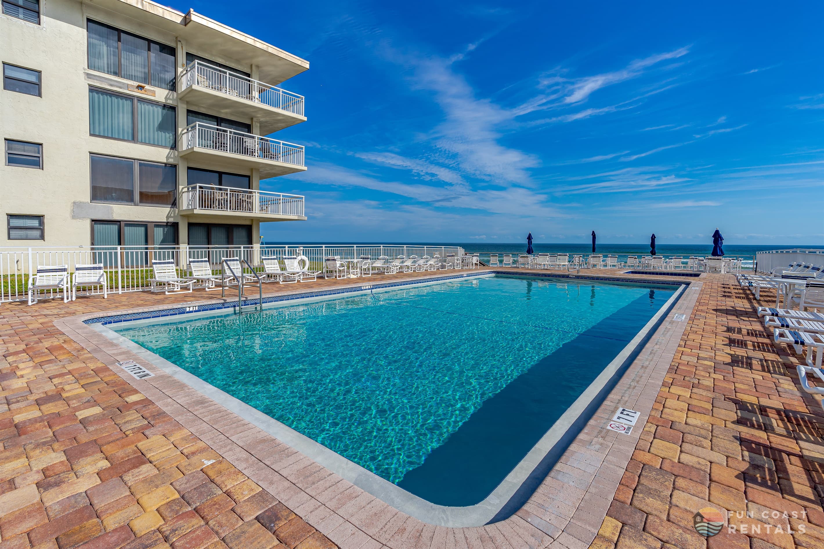 Ocean Front Pool Area with Ample Lounging Space!