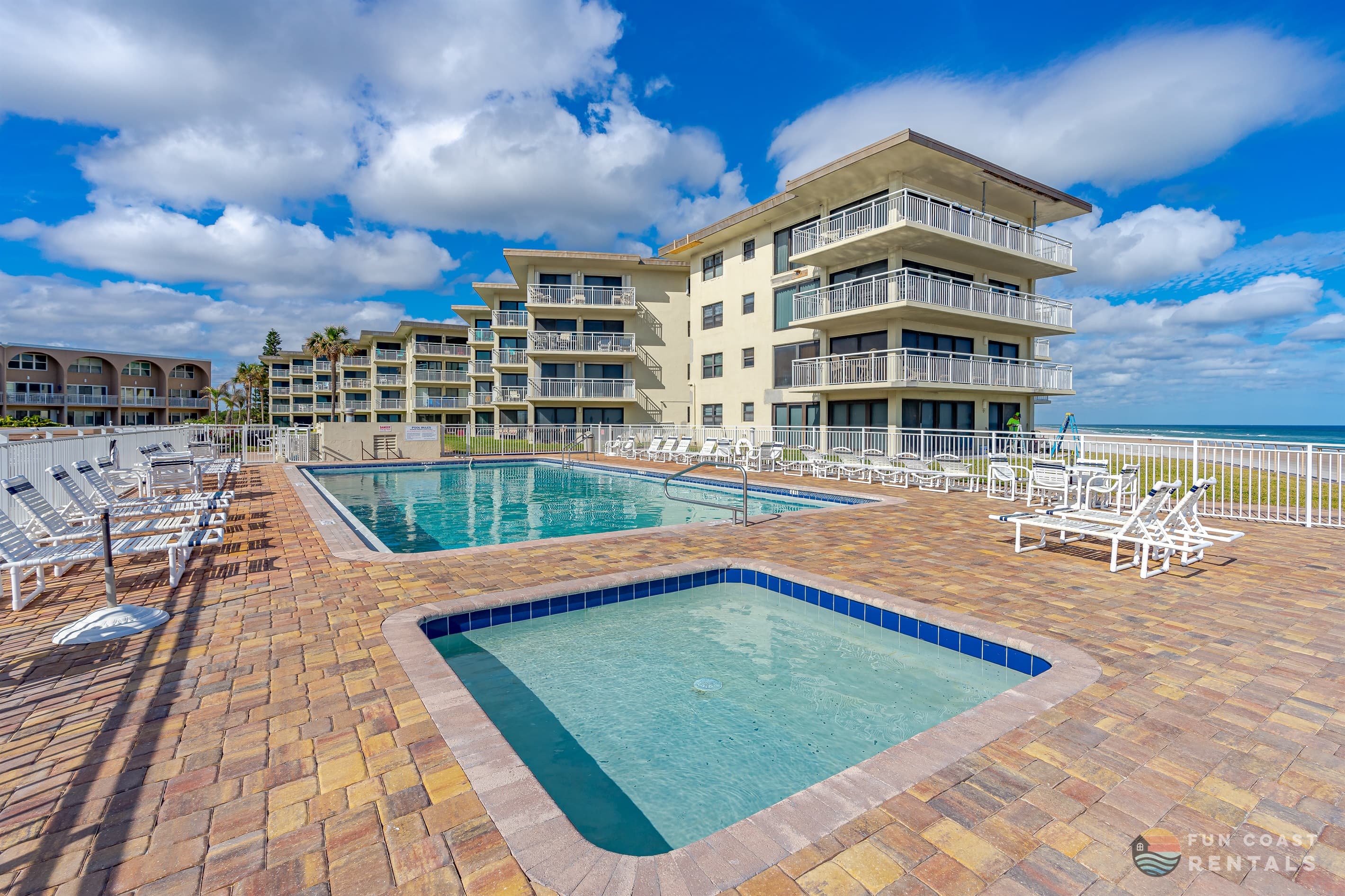 Ocean Front Pool Area with Ample Lounging Space!