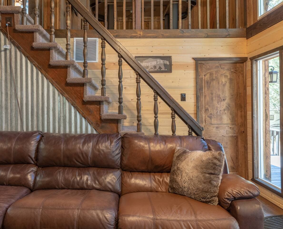 The comfortable sectional provides a sleeping area for extra guests!