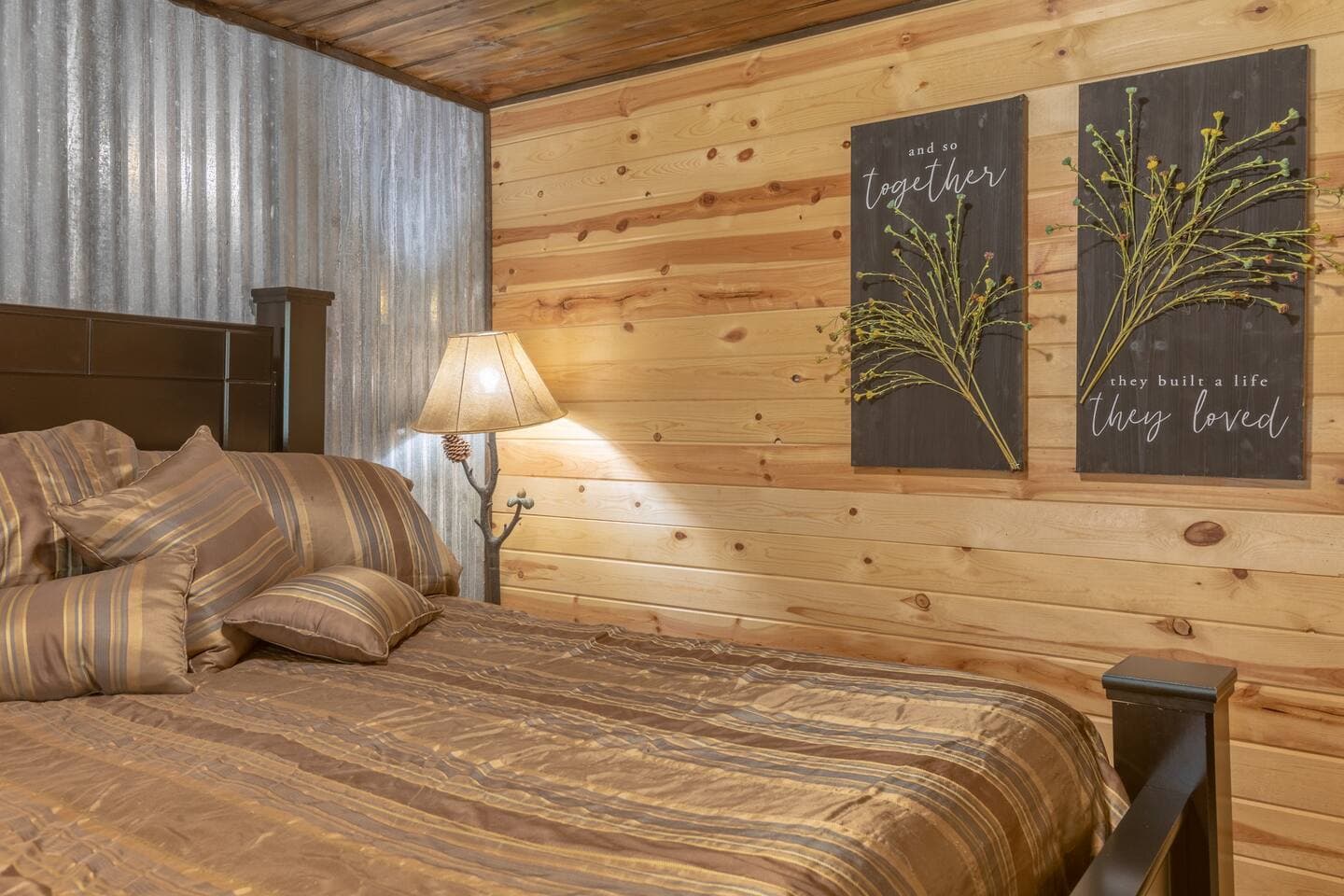 The tastefully decorated primary bedroom is on the main level of the home.