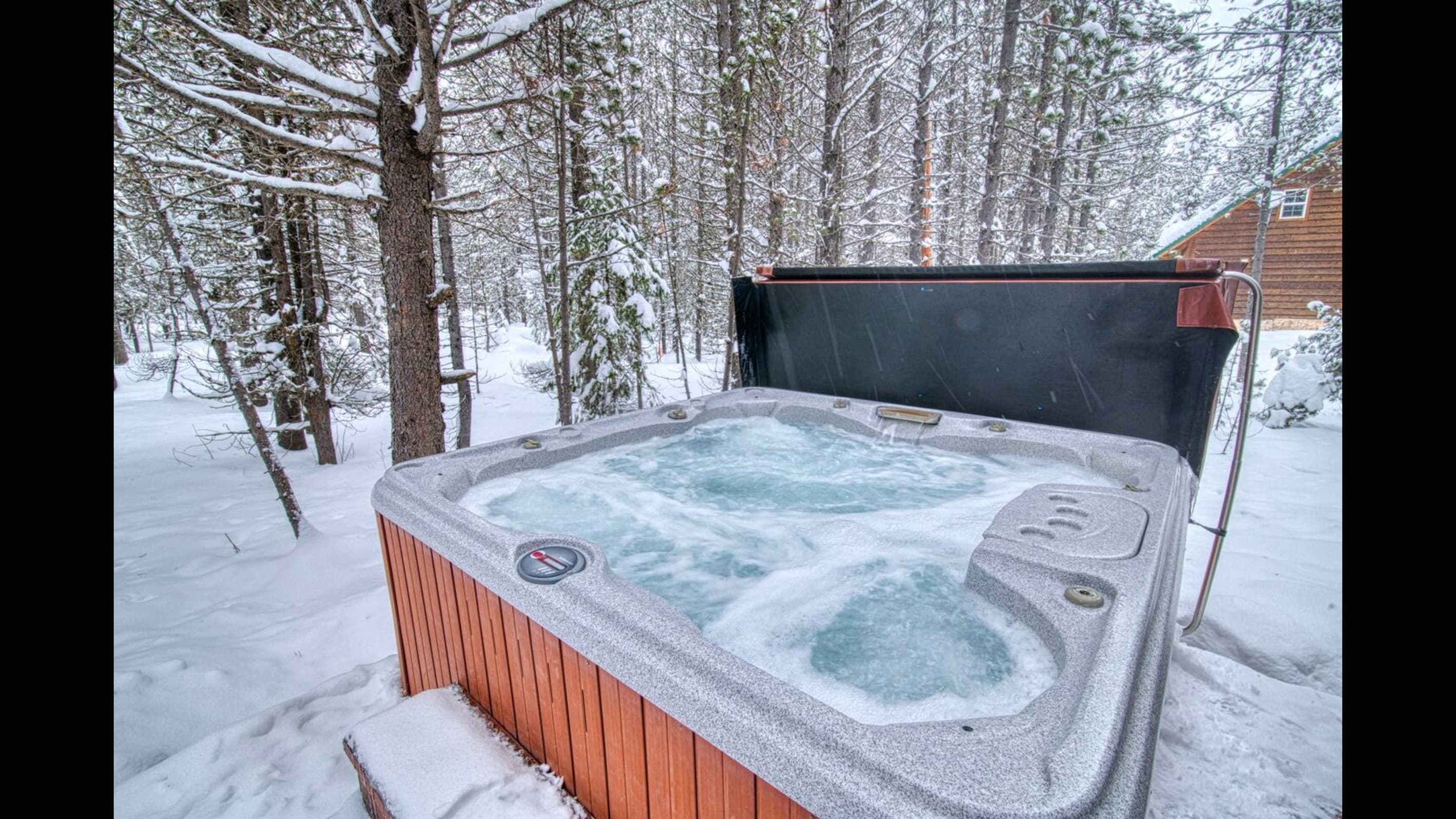Enjoy the hot tub any time of year! Nothing is more fun than sitting in hot water in the snow!
