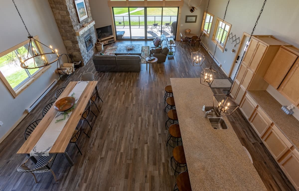 View from the top of the stairs.  More than enough room for everyone to spread out and enjoy one another's company.