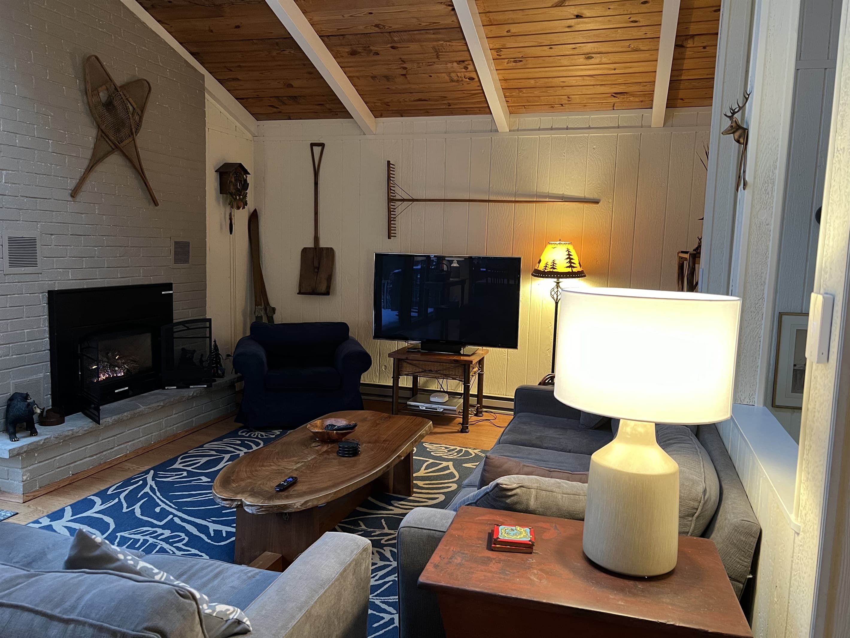 fireplace and large TV