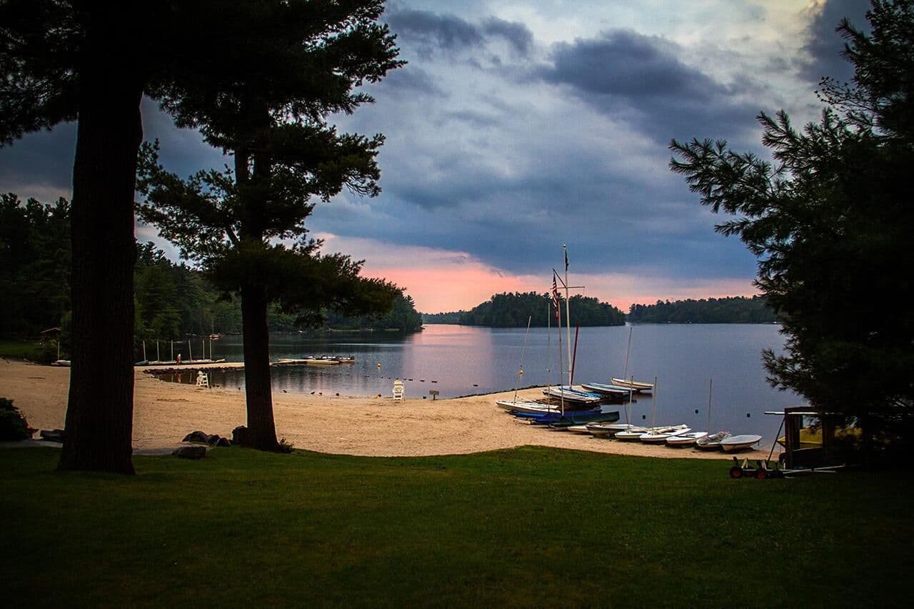 Main club beach at sunset