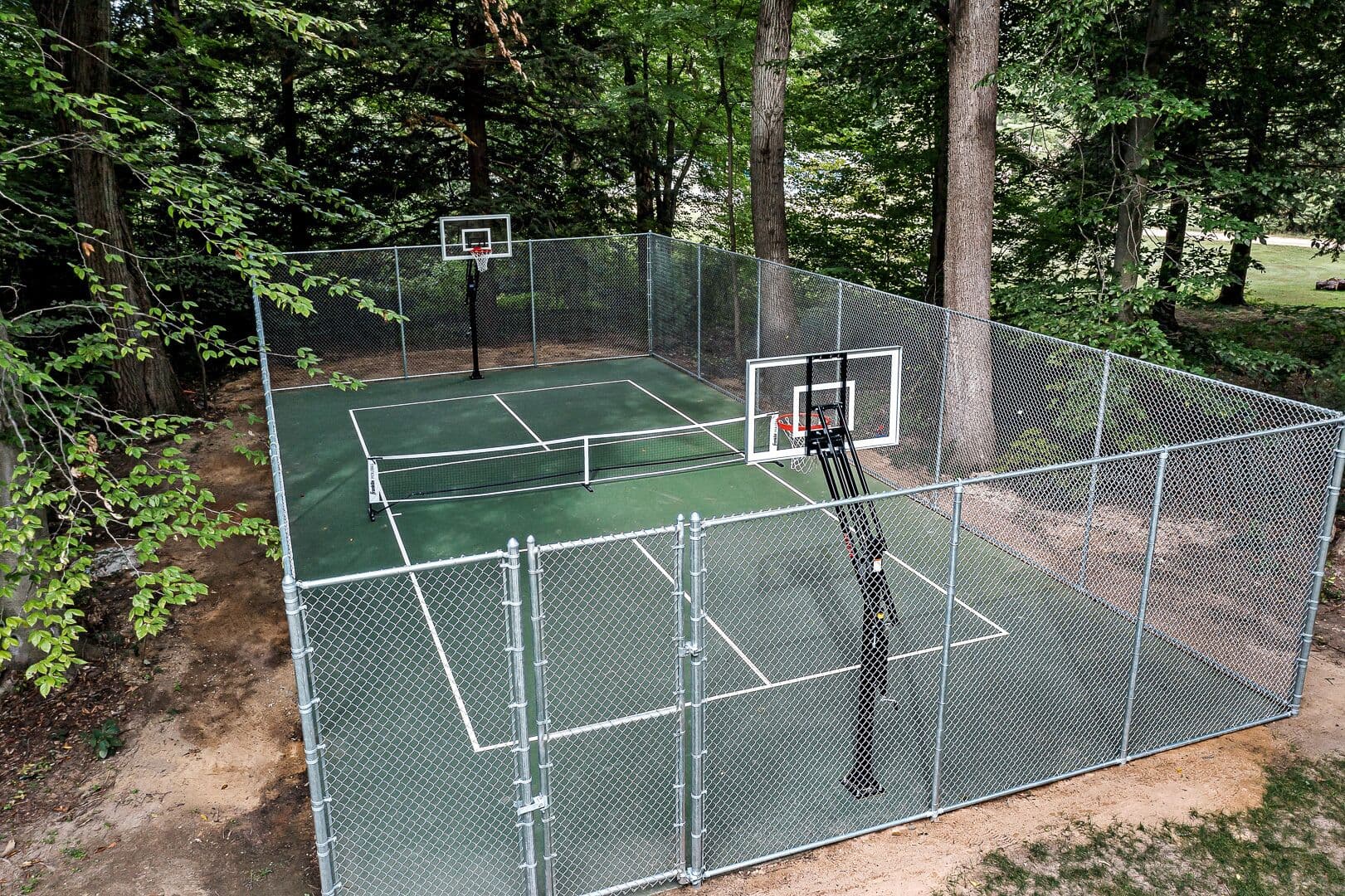 Private pickleball and basketball court (equipment included)