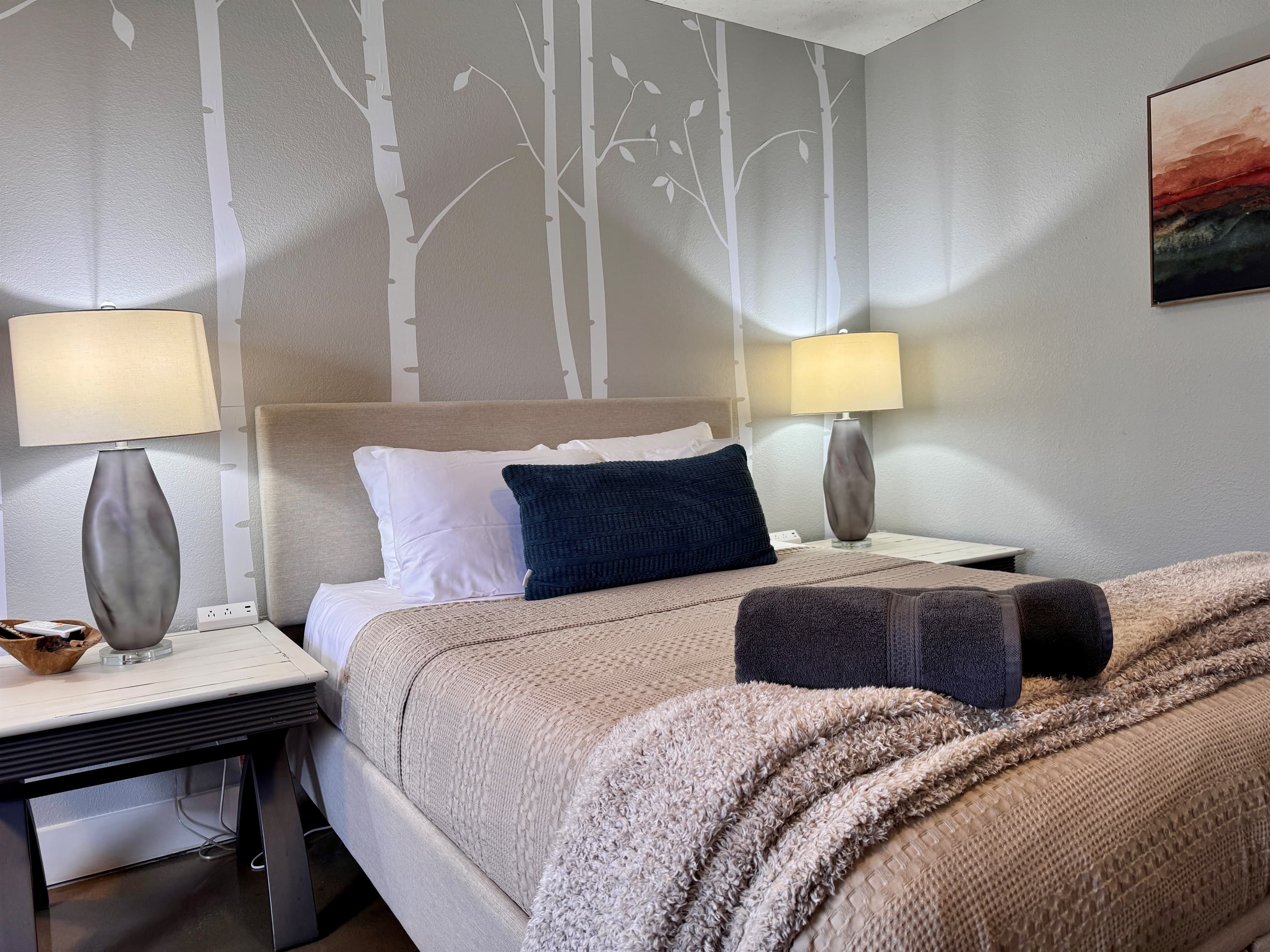 Cotton linens and quality Nectar bed for a great nights sleep.