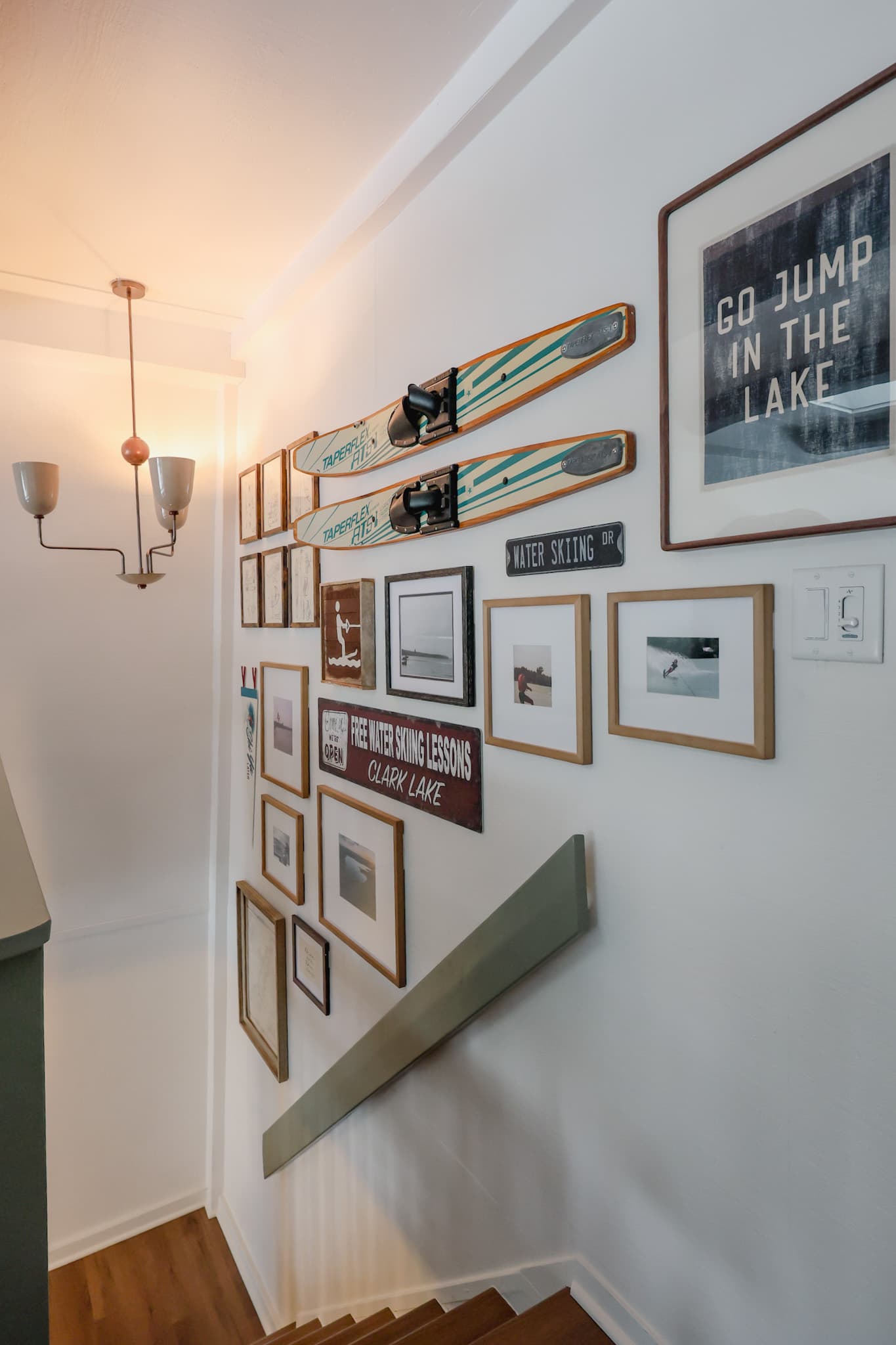 A waterski wall commemorating the owners history on Clark Lake. 
