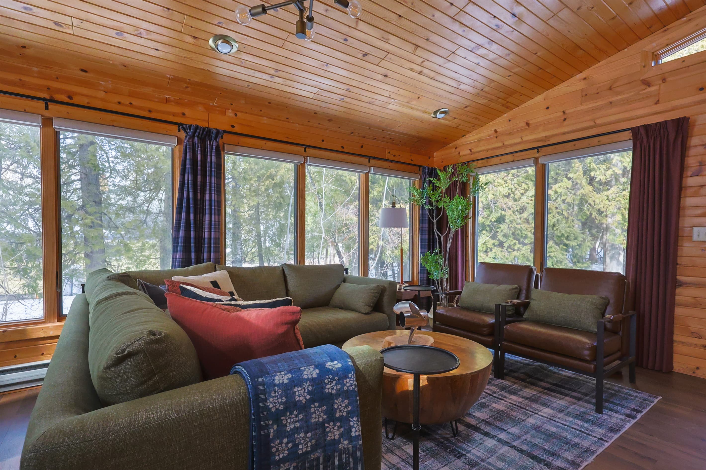 A large cozy couch to sink into for that late night conversation or game!