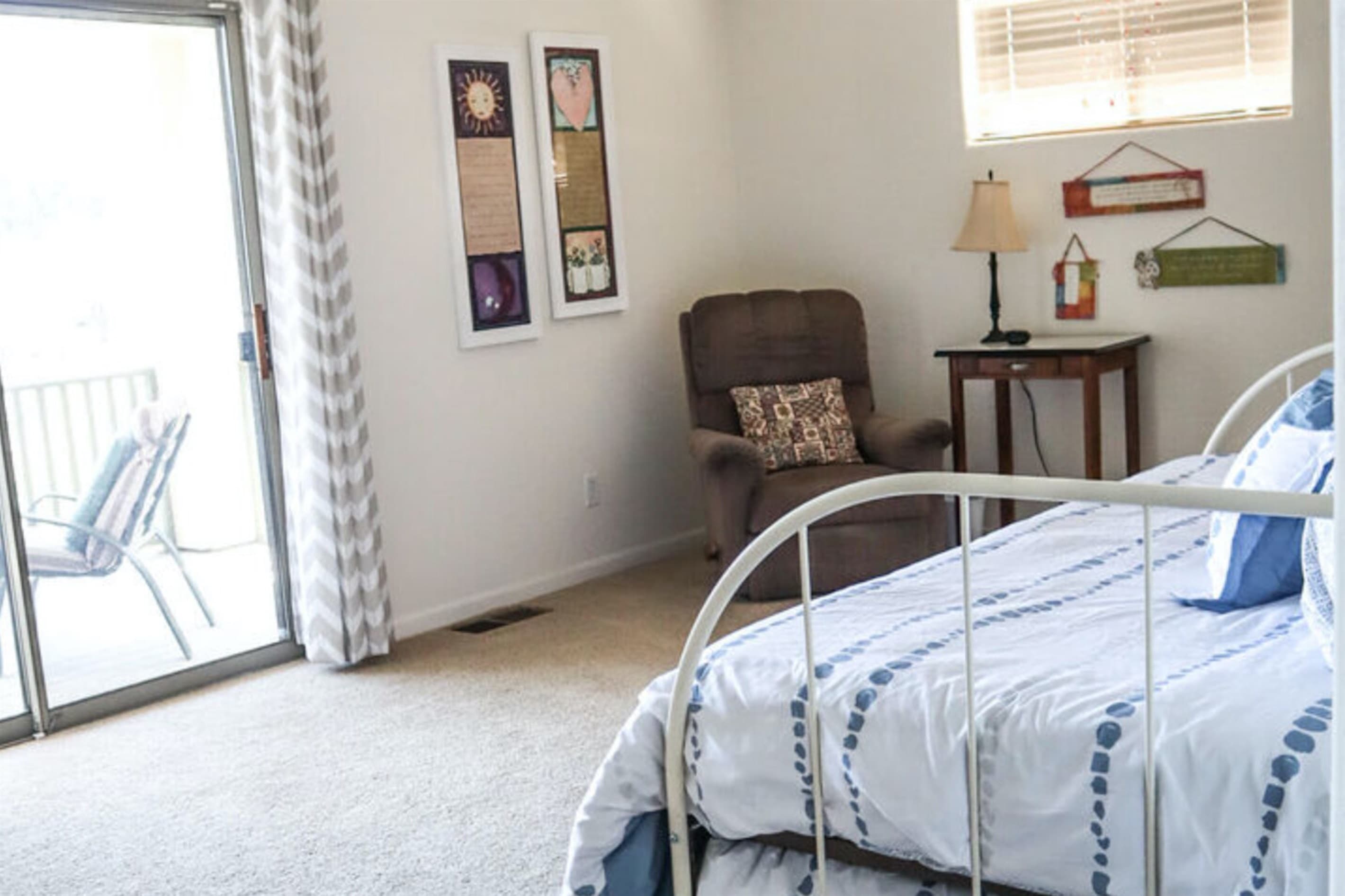 Bedroom 4 has a twin size bed with access to its own deck.