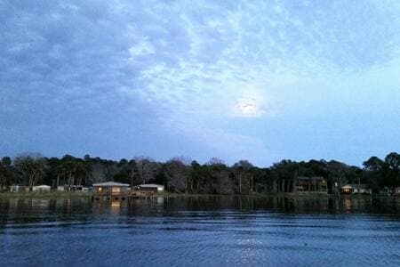 Runaway Bay view from the water at evening.