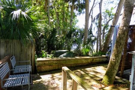Back porch near outdoor shower.