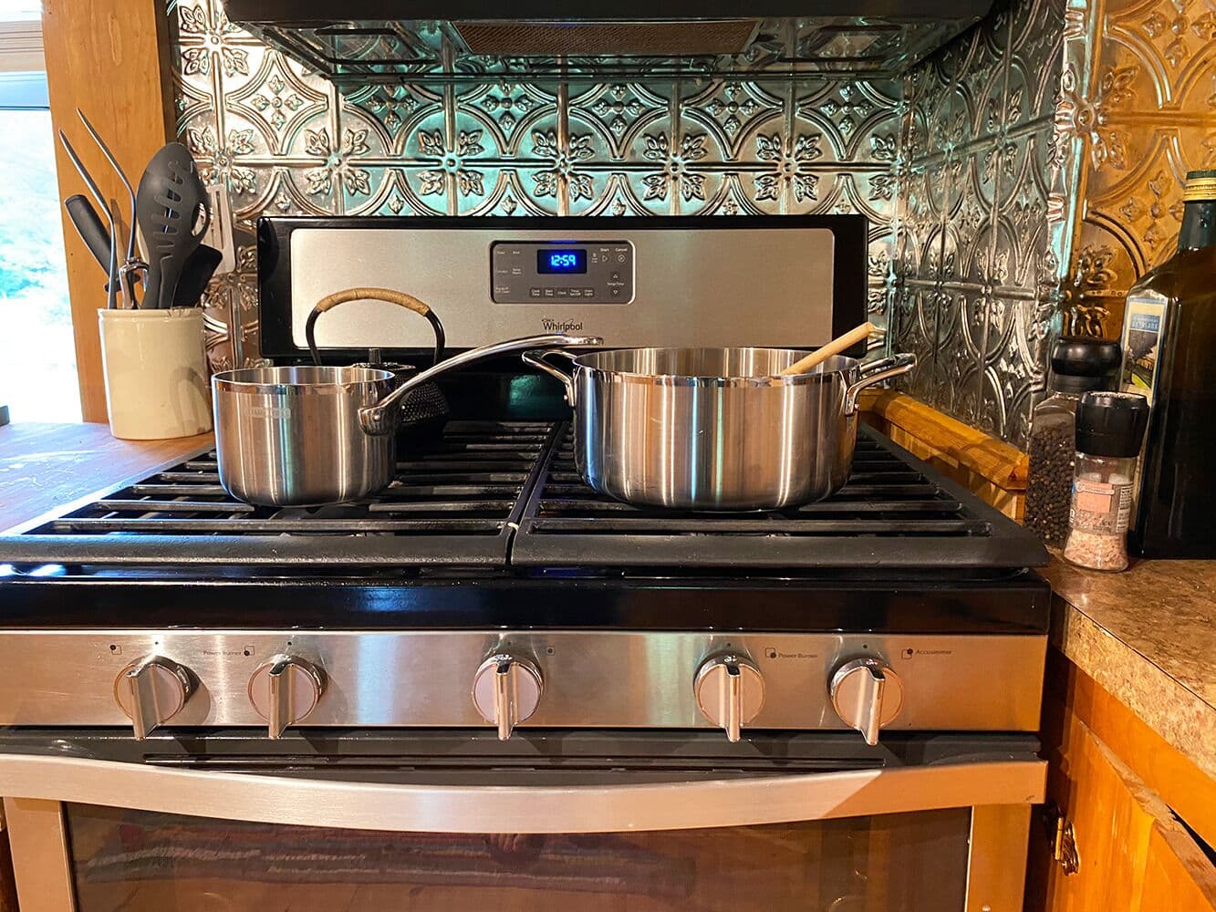 Tri-ply All Clad gourmet cookware because quality matters to us. 