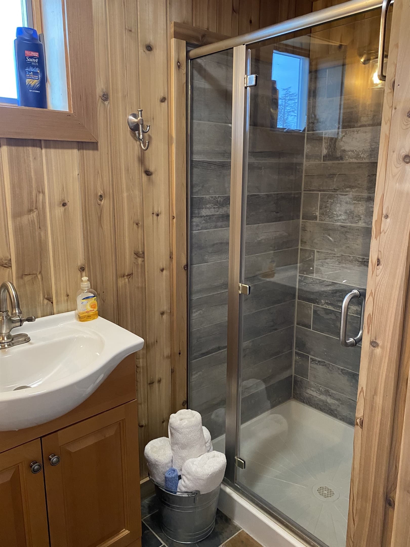 Standing shower in second hall floor bathroom